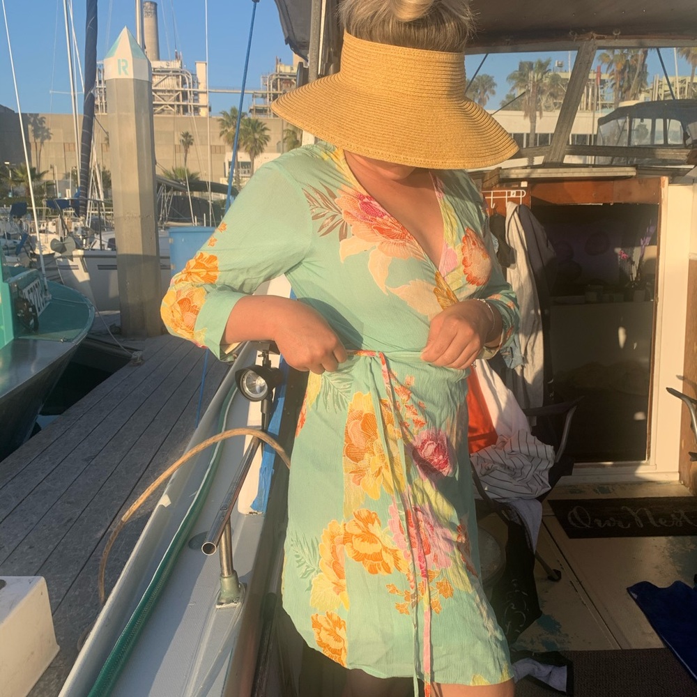 Size Medium floral print wrap around dress